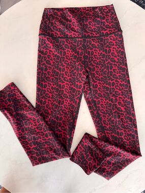 Womens WITH brand Red Leopard Print Active Leggings size S